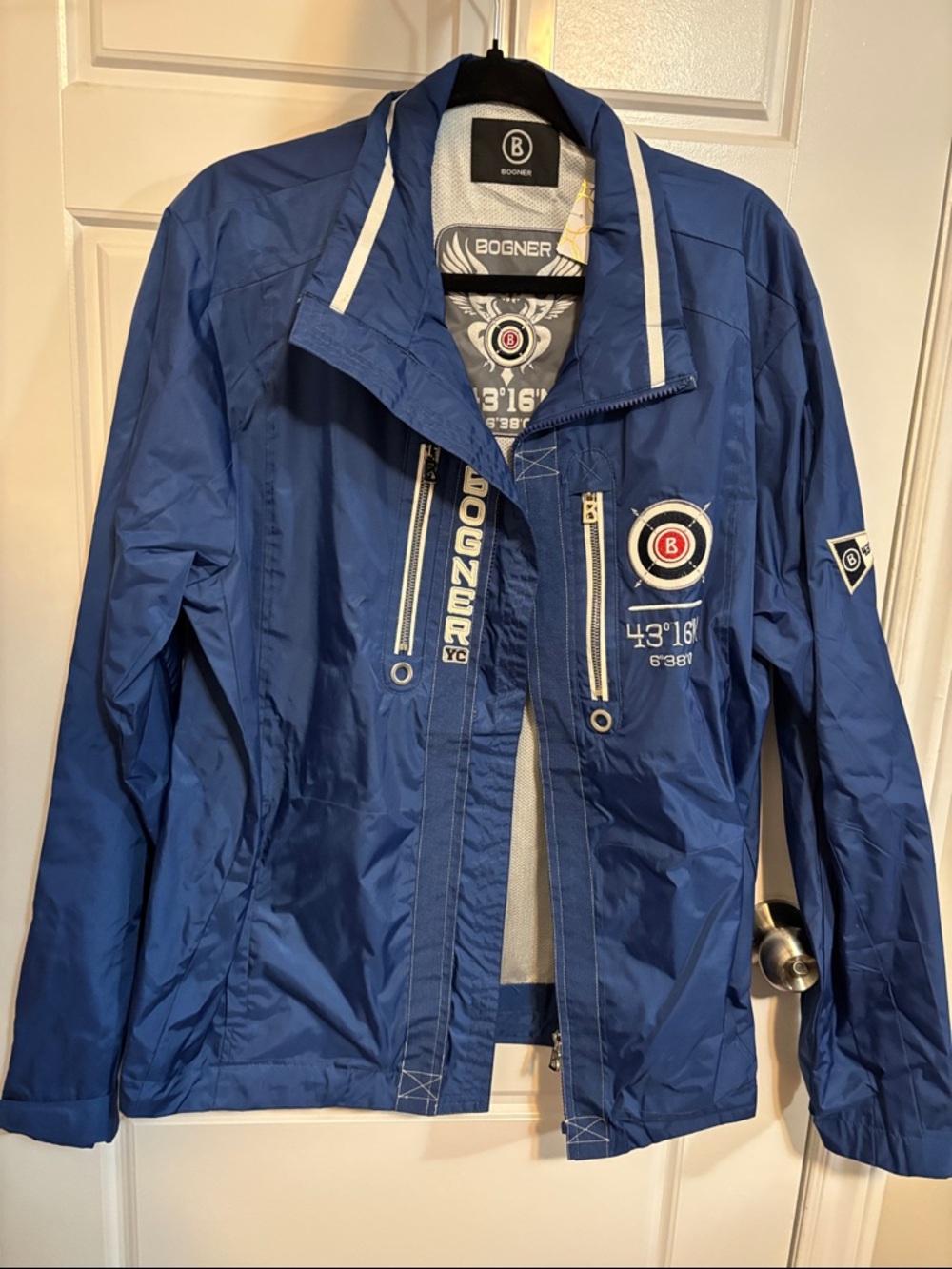Bogner Royal Blue Men's Windbreaker Jacket with Logo Patches